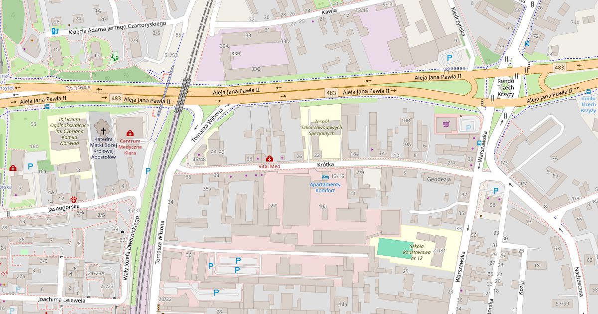 Mapa okolicy — Skibike Center, ul. Krótka 26, Częstochowa